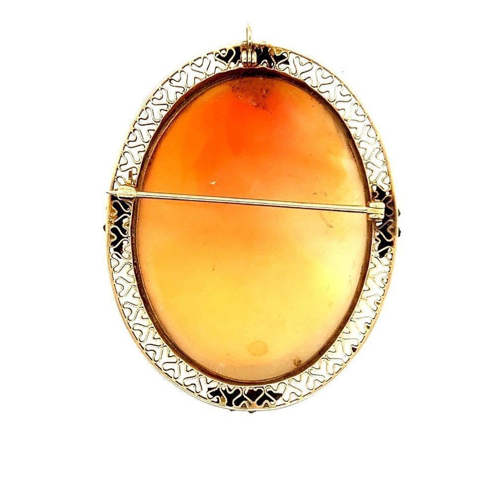 STUNNING, Solid 14 K GOLD Vintage, LARGE Cameo Pendant/Brooch - Picture 2 of 7